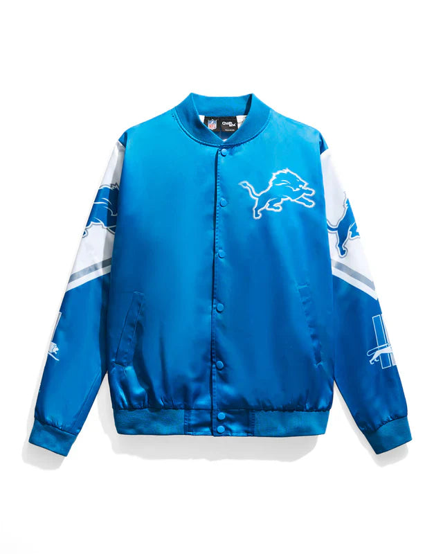 Detroit Lions Logo Fanimation Satin Jacket