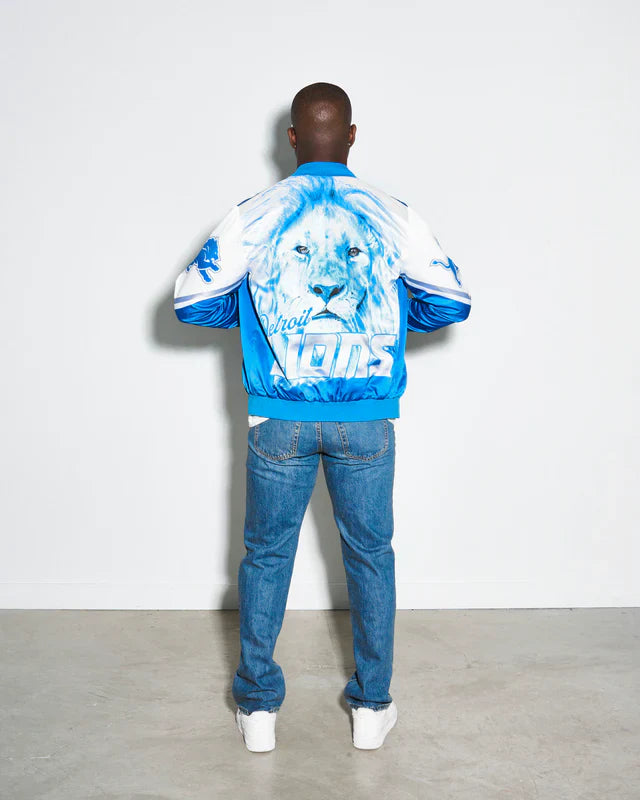 Detroit Lions Logo Fanimation Satin Jacket