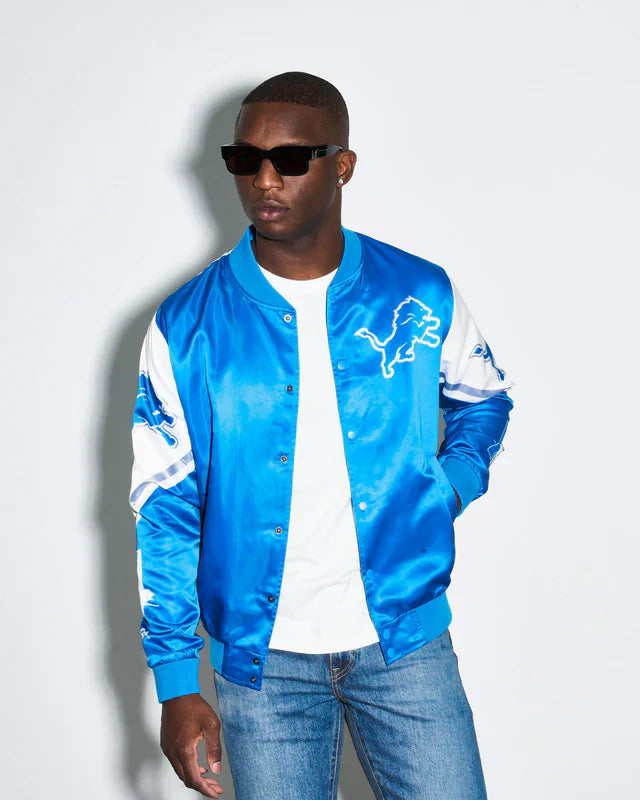 Detroit Lions Logo Fanimation Satin Jacket