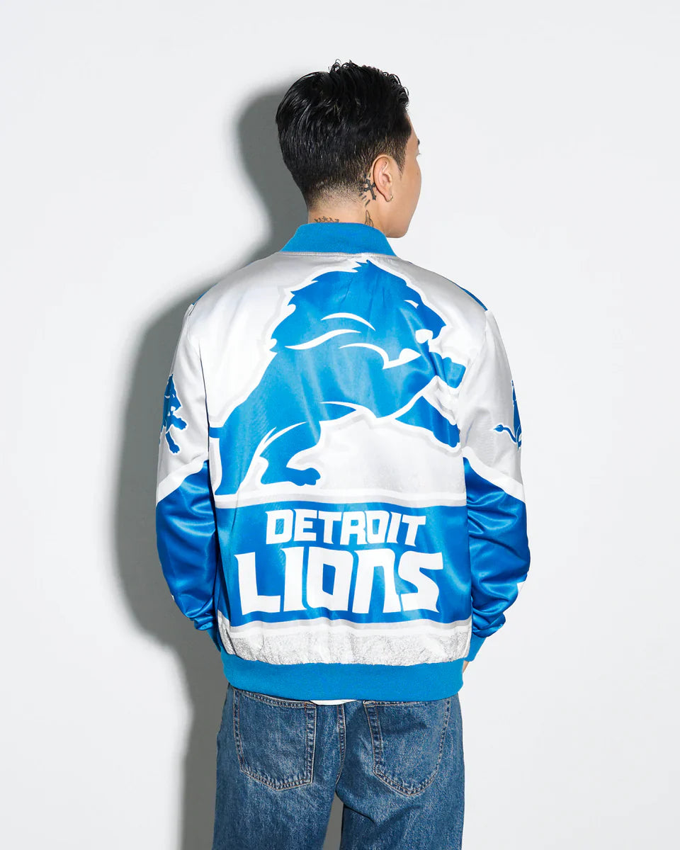Detroit Lions Logo Fanimation Satin Jacket
