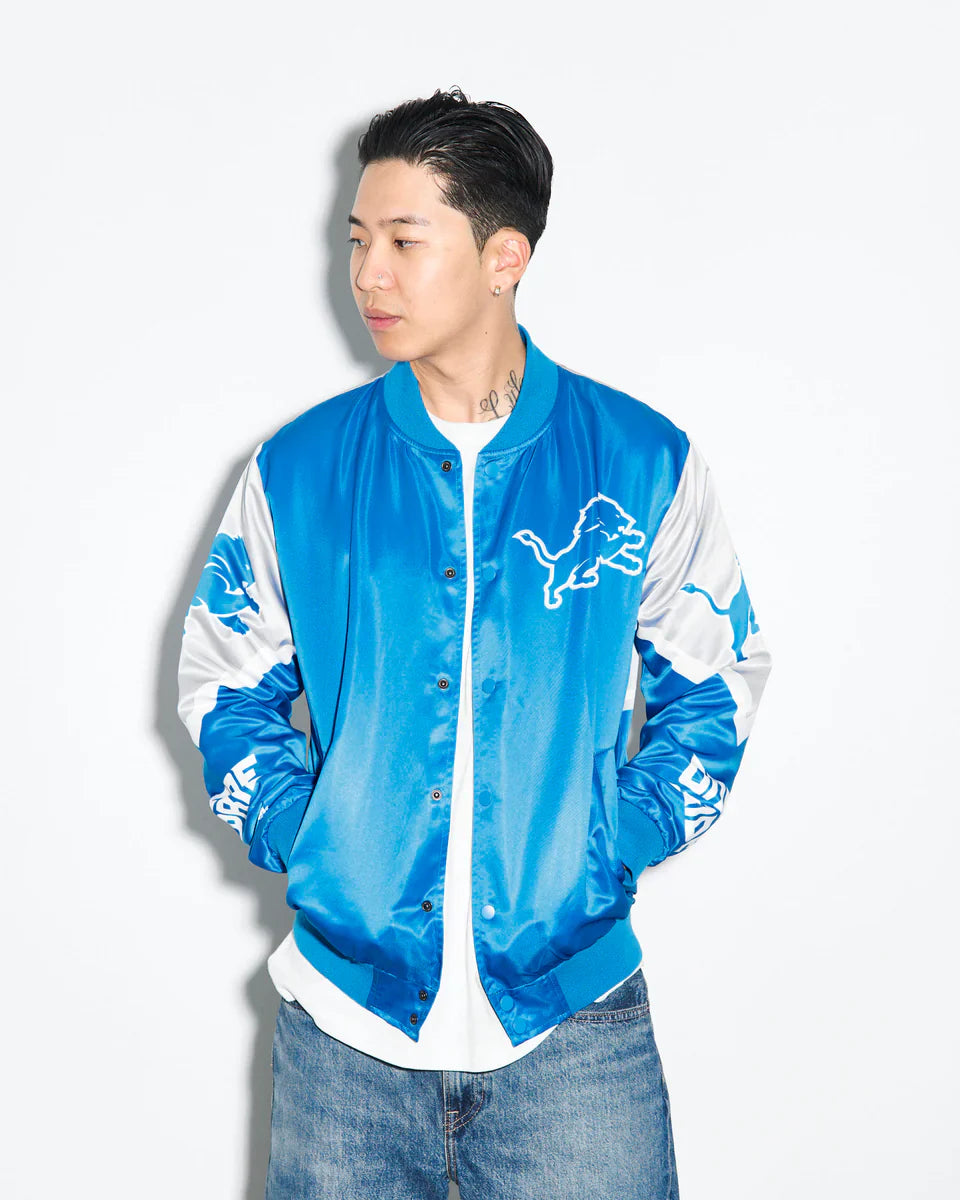 Detroit Lions Logo Fanimation Satin Jacket