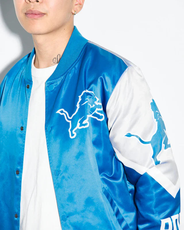 Detroit Lions Logo Fanimation Satin Jacket