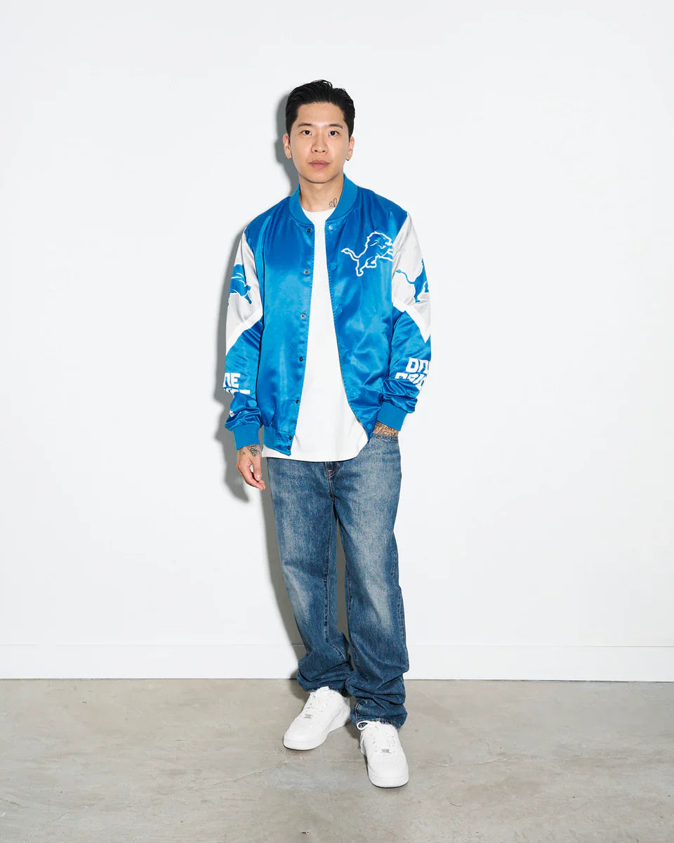 Detroit Lions Logo Fanimation Satin Jacket