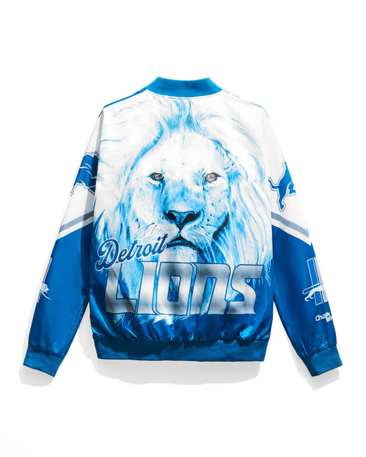 Detroit Lions Logo Fanimation Satin Jacket